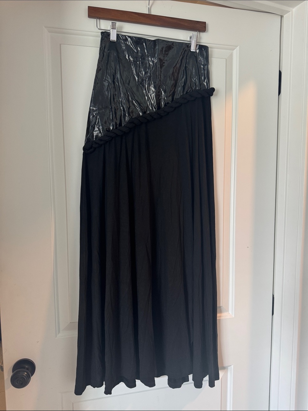 Black Maxi Skirt with Textured Waistband